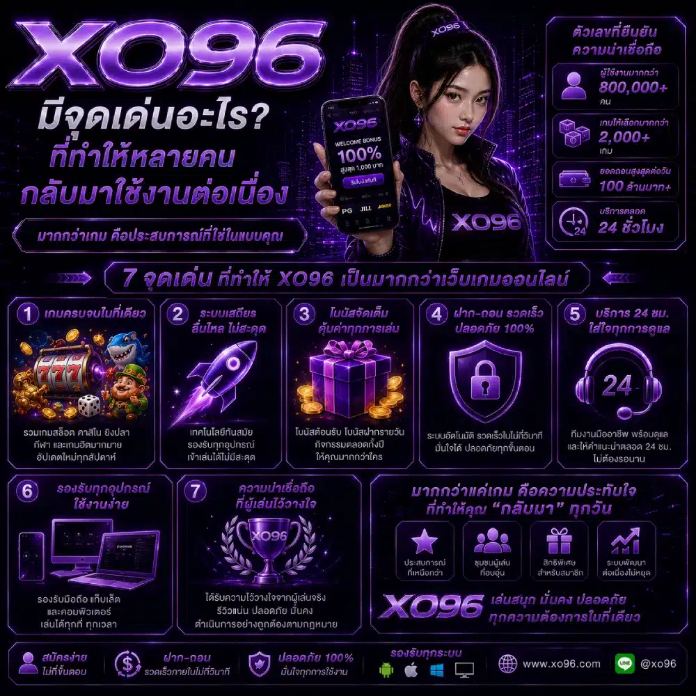 XO96 มีจุดเด่นอะไรที่ทำให้หลายคนกลับมาใช้งานต่อเนื่อง